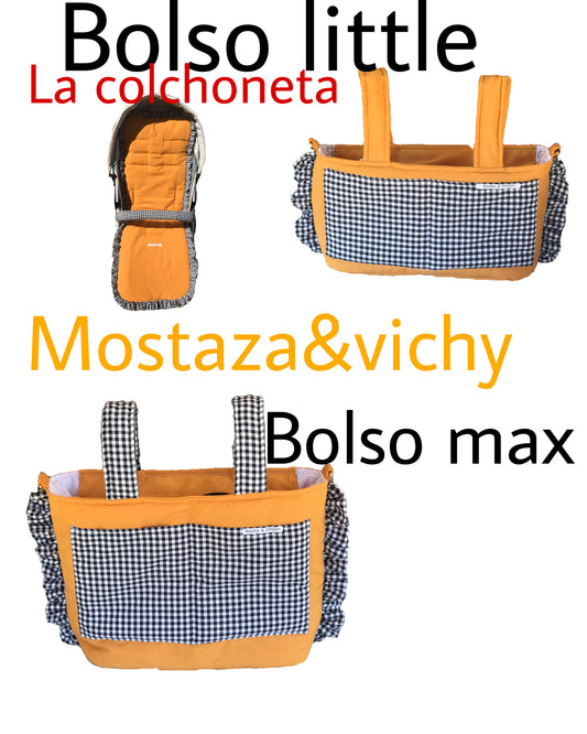 Bolso carro max mostaza&vichy negro